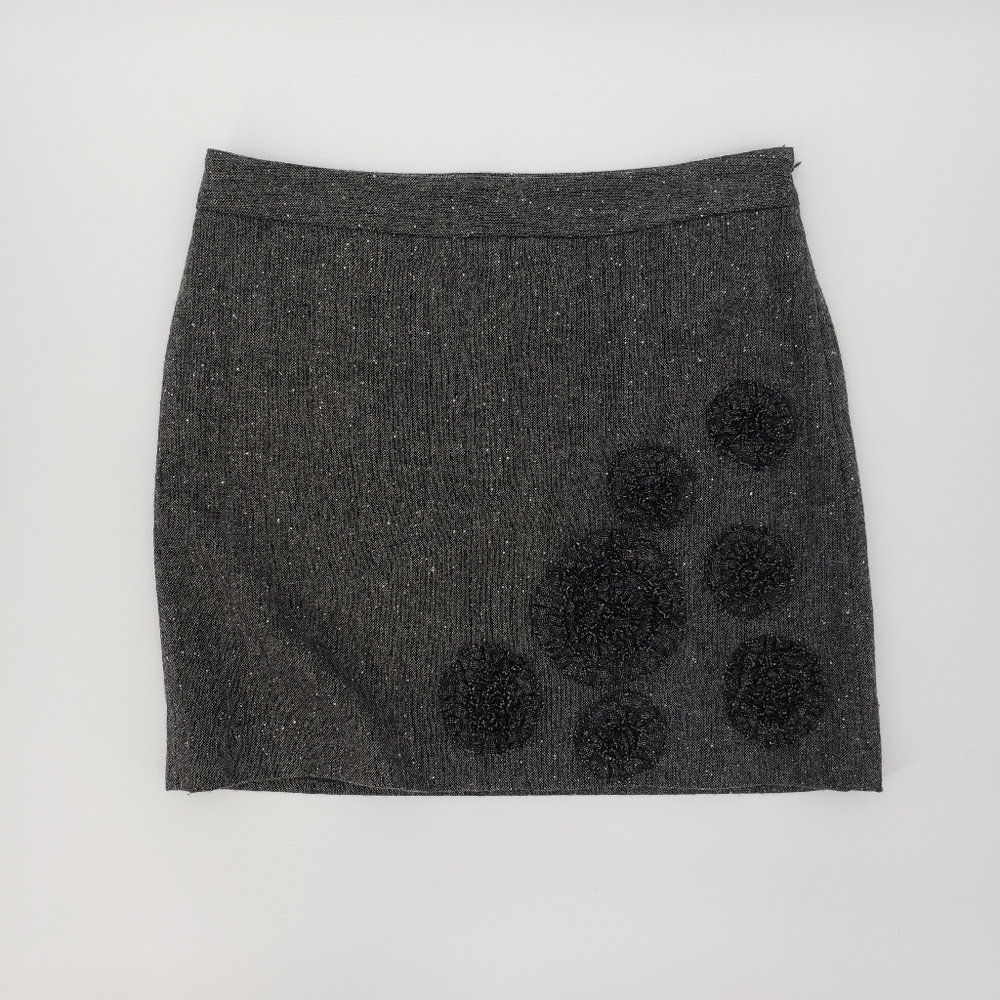 Ann Taylor Loft 3D Floral Gray Mini Skirt